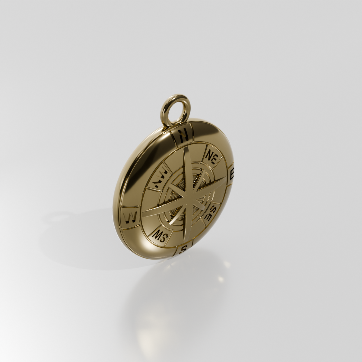 Compass pendant, yellow gold, left