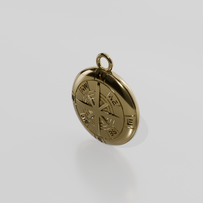 Compass pendant, yellow gold, right
