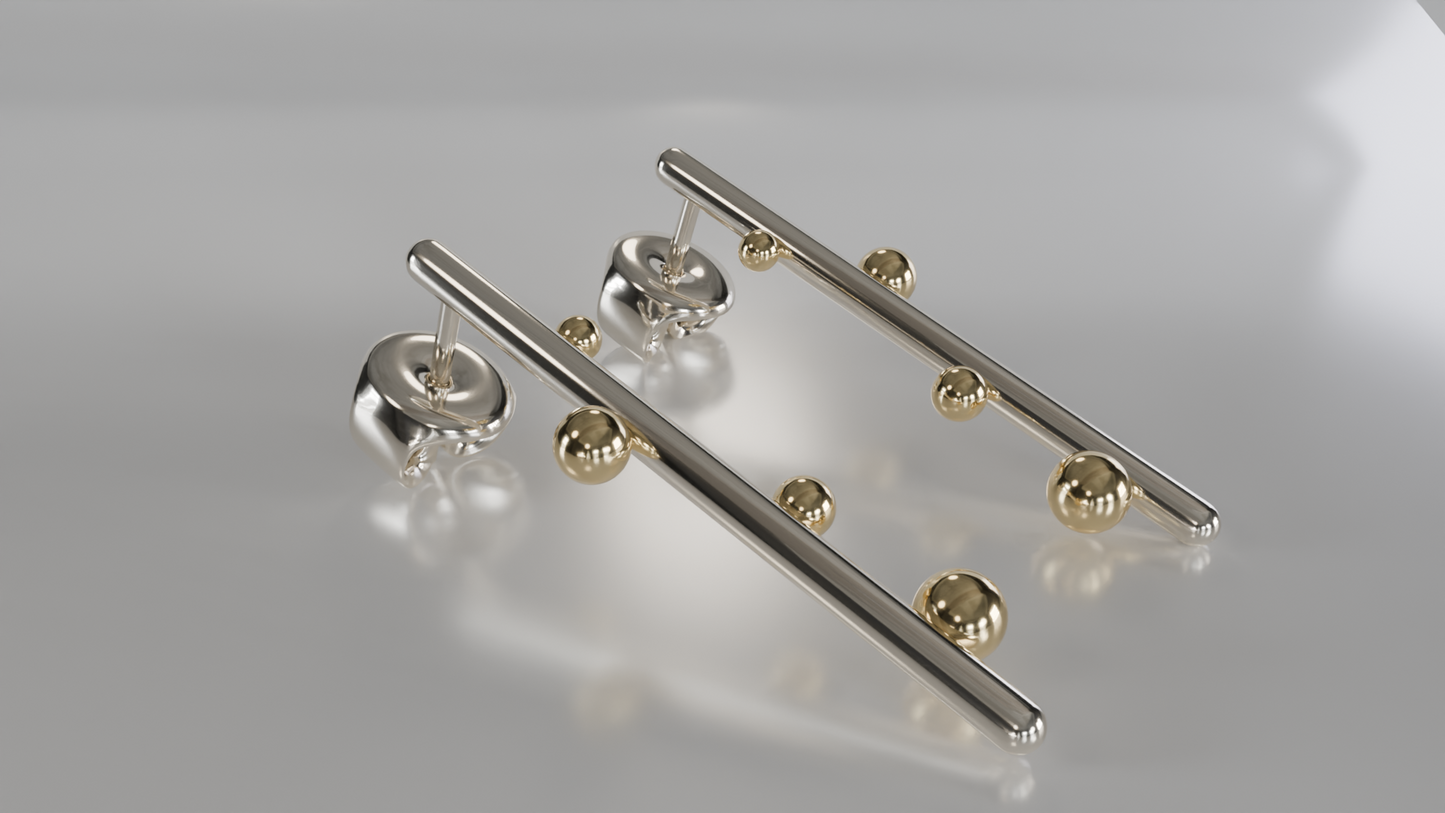 Dual Harmony: Two-Tone Bar Earrings