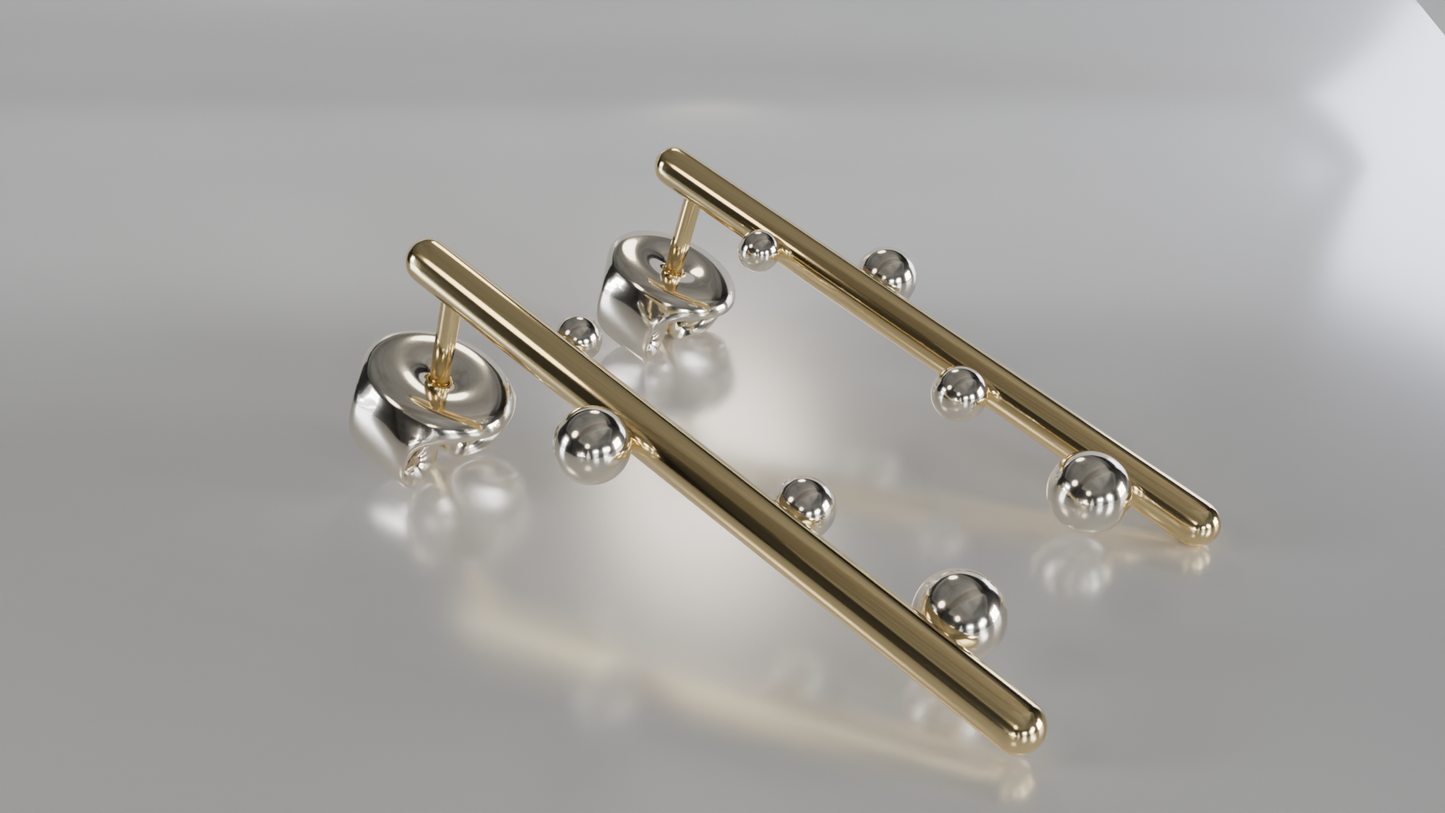 Dual Harmony: Two-Tone Bar Earrings