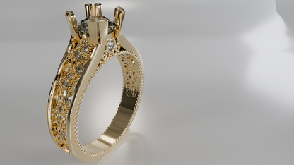Vintage Romance: Filigree Diamond Engagement Ring