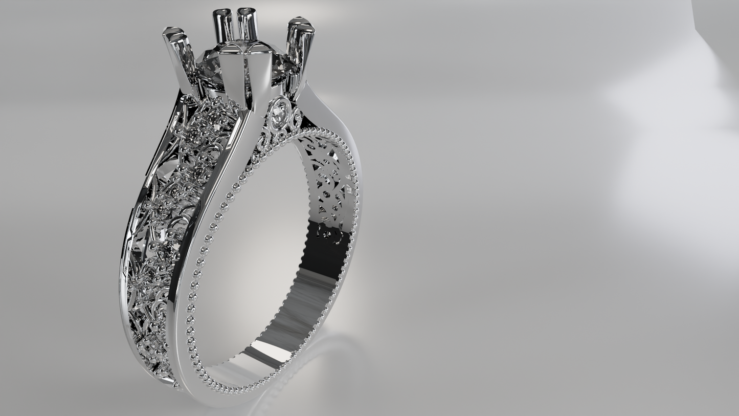 Vintage Romance: Filigree Diamond Engagement Ring