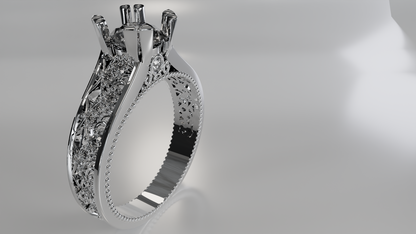 Vintage Romance: Filigree Diamond Engagement Ring