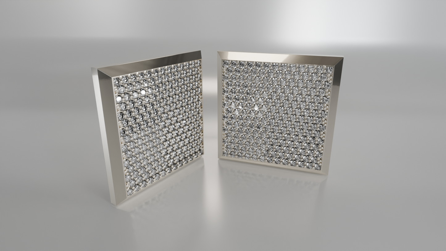 Pave Diamond Square Earrings