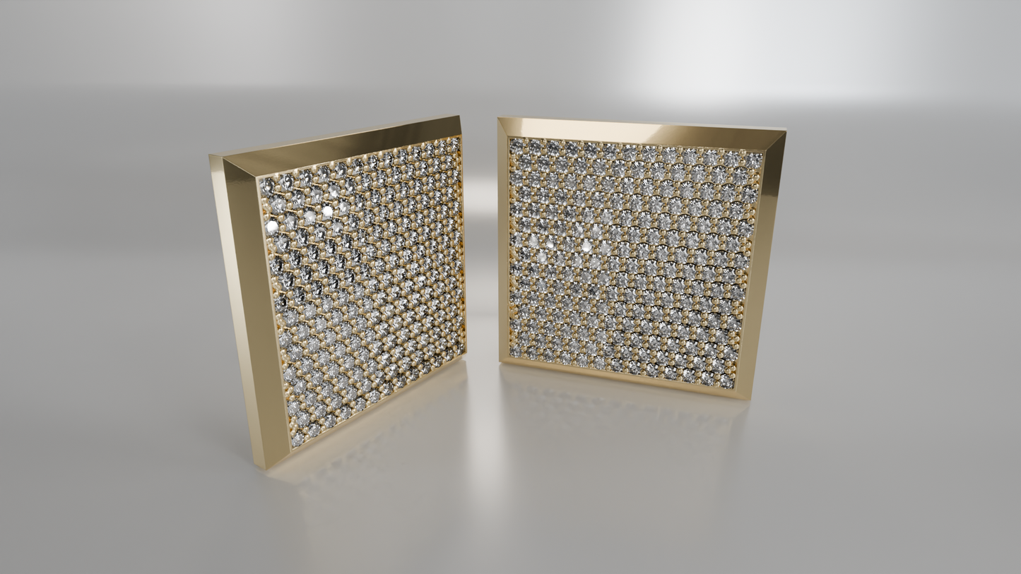 Pave Diamond Square Earrings