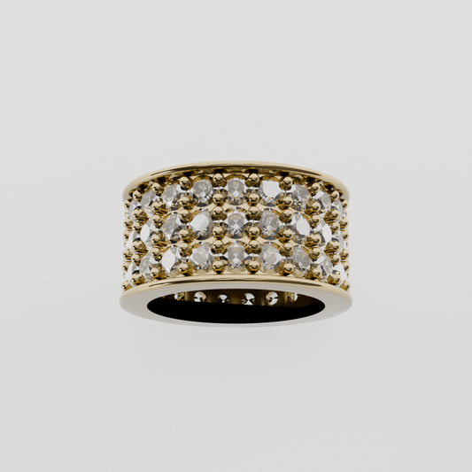 Wide Pavé Diamond Cocktail Band - Yellow Gold - Hero