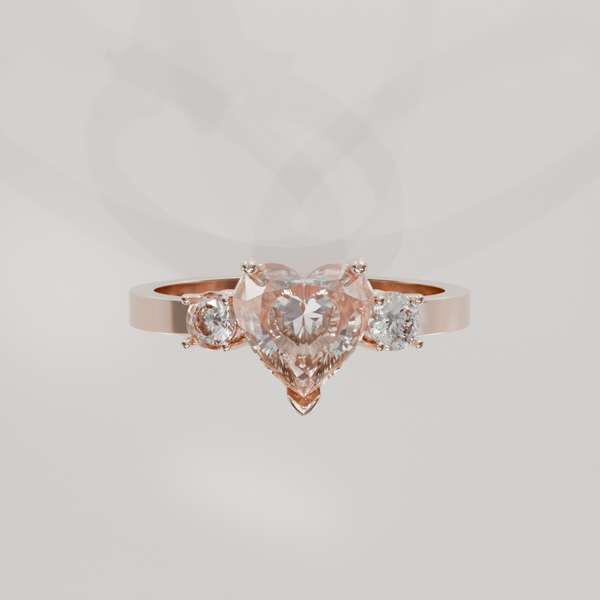 Pave Heart Ring, rose flat