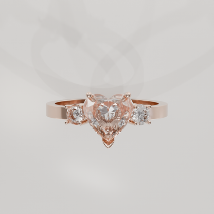 Pave Heart Ring, rose flat