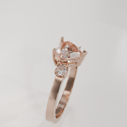 Pave Heart Ring, rose left