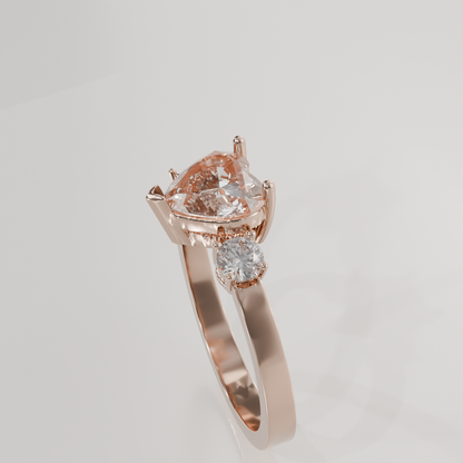 Pave Heart Ring, rose right