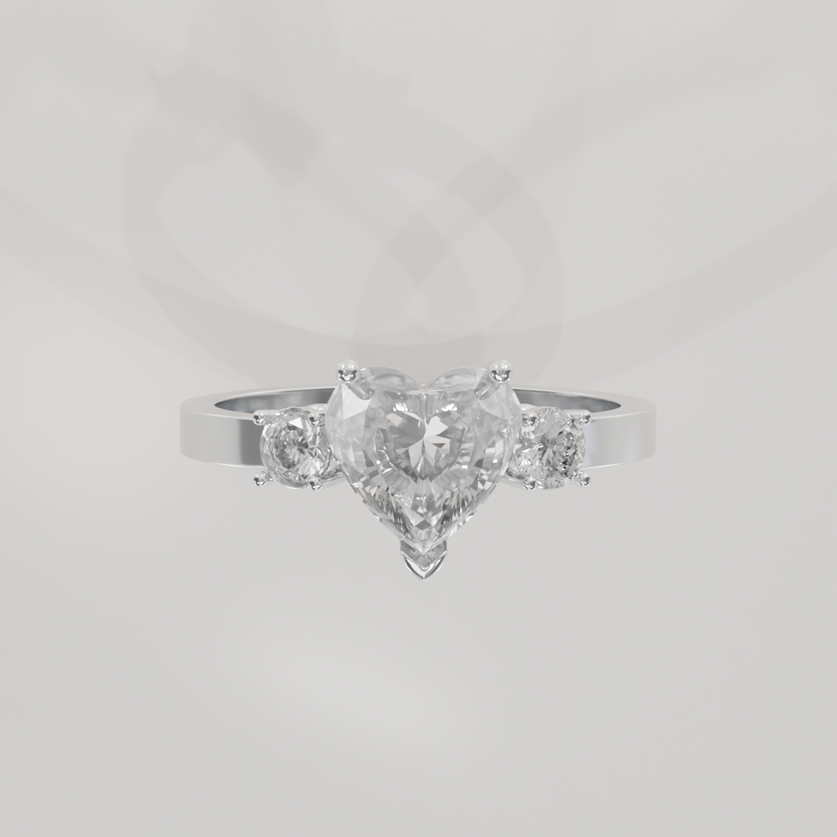 Pave Heart Ring, white flat