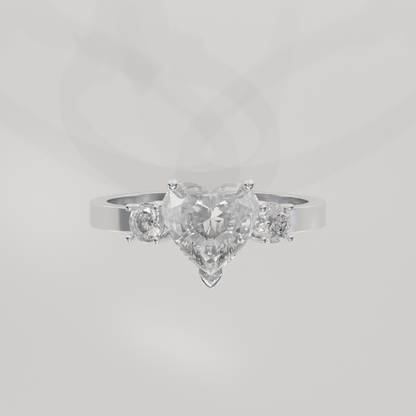 Pave Heart Ring, white flat