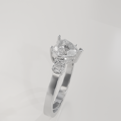 Pave Heart Ring, white left