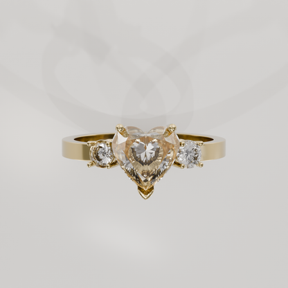 Pave Heart Ring, yellow flat