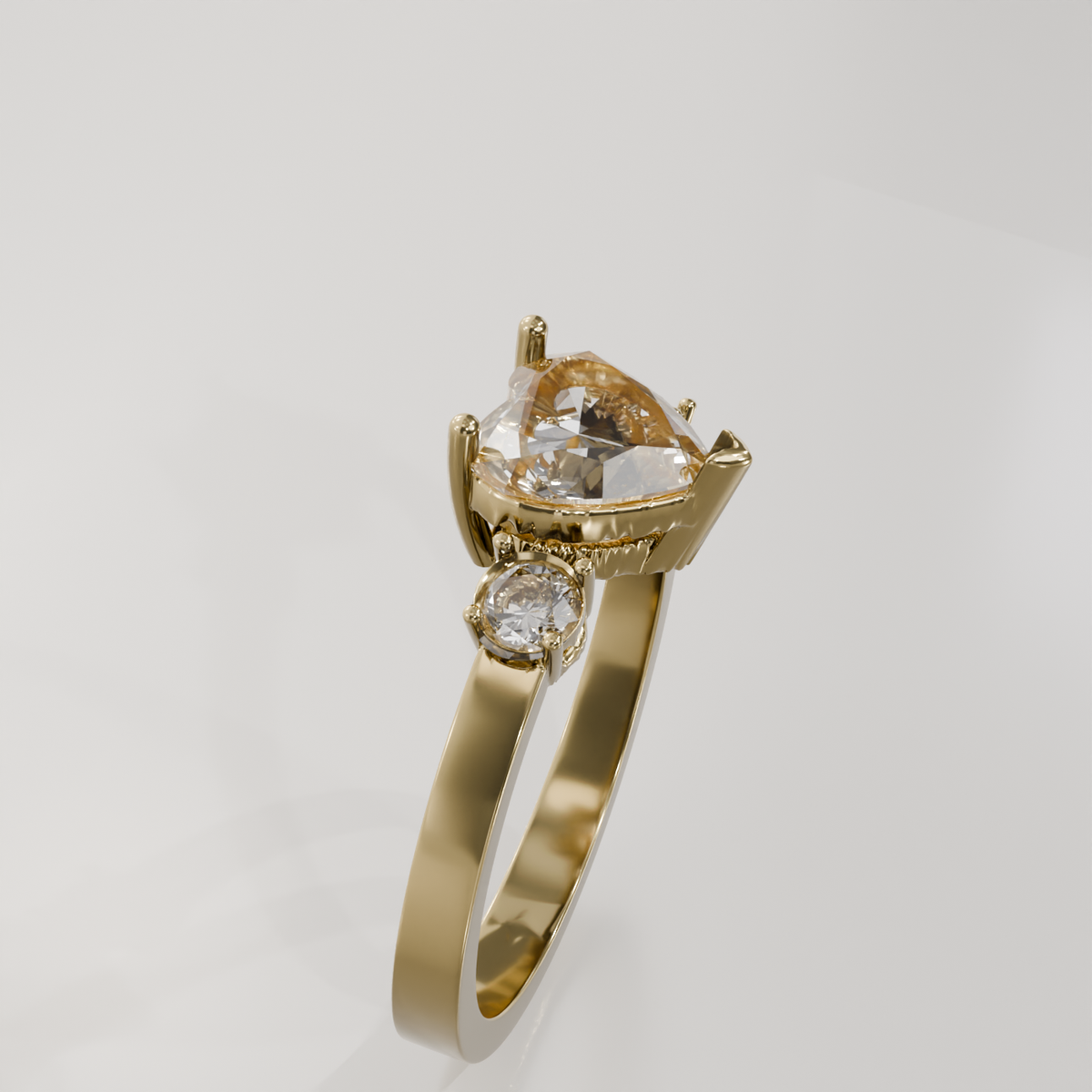 Pave Heart Ring, yellow left