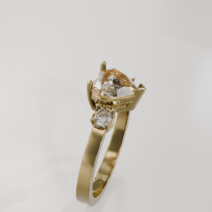 Pave Heart Ring, yellow left
