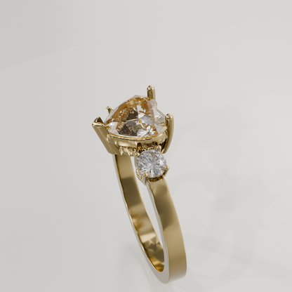 Pave Heart Ring, yellow right