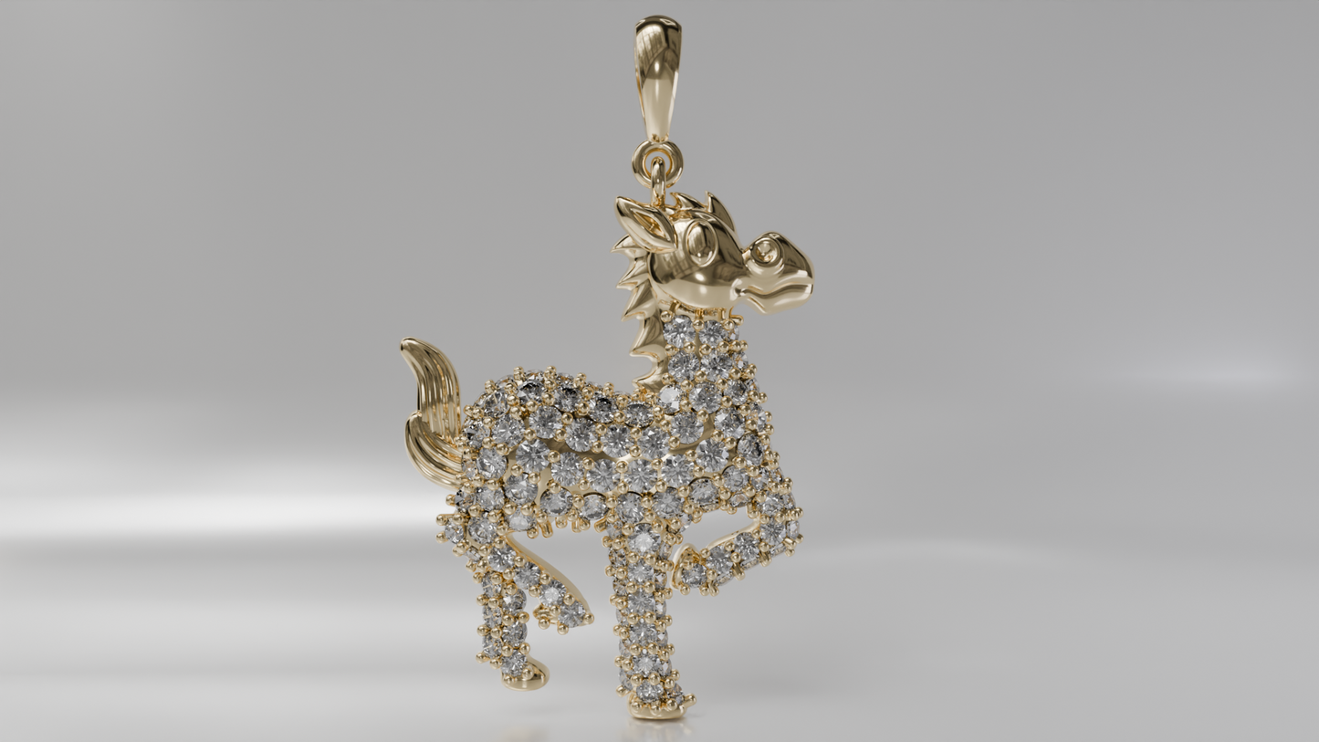 Diamond-Accented Pony Gold Pendant