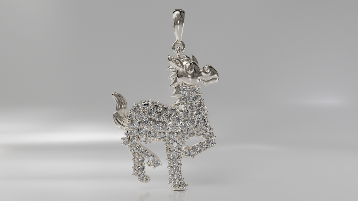Diamond-Accented Pony Gold Pendant