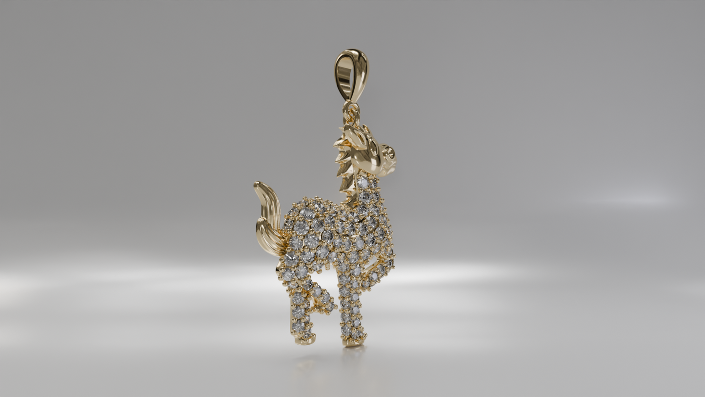 Diamond-Accented Pony Gold Pendant