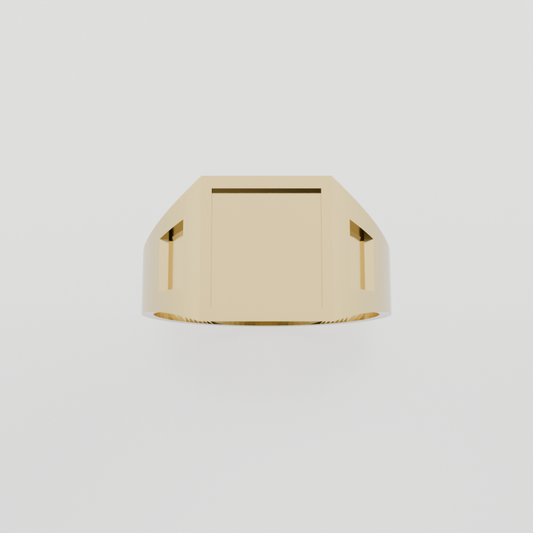 14K Gold Square Signet Ring - Yellow Gold - Hero