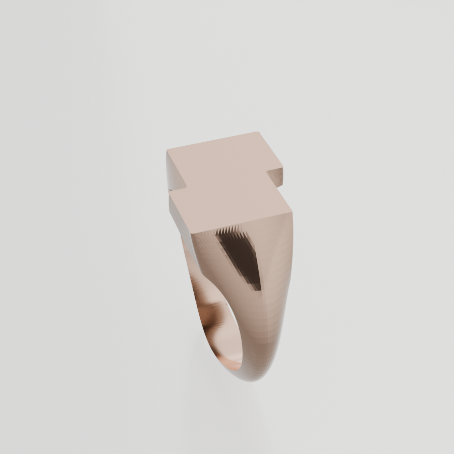 14K Gold Rectangular Signet Ring - Rose Gold - Right