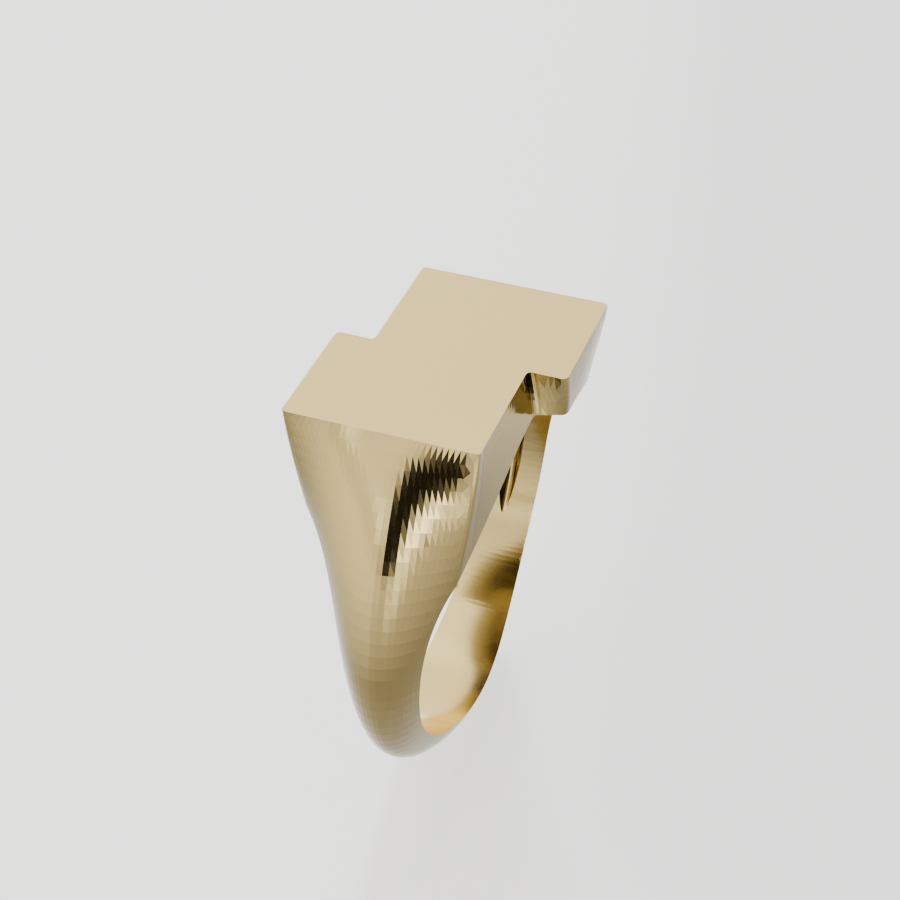 14K Gold Rectangular Signet Ring - Yellow Gold - Left