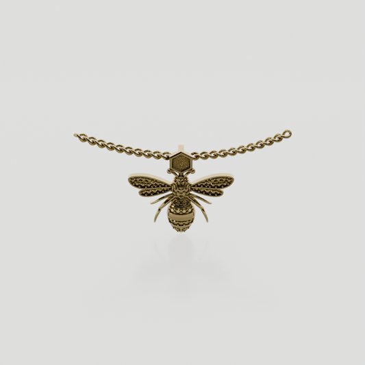 14K Gold Bee Pendant - Yellow Gold - Front