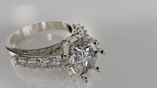 Vintage-Inspired Pear-Shaped Diamond Engagement Ring with Filigree Detailing