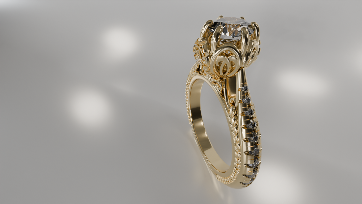 Vintage-Inspired Diamond Engagement Ring with Intricate Detailing