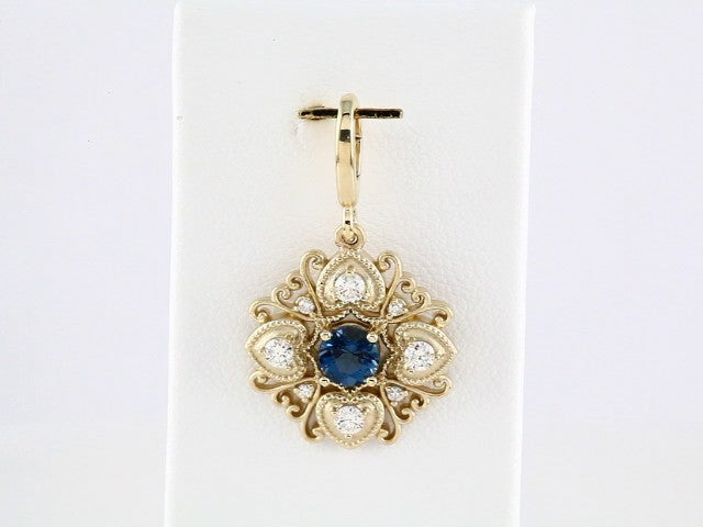 Natural London Blue Topaz & 1/4 CTW Natural Diamond Vintage-Inspired Charm/Pendant