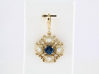Natural London Blue Topaz & 1/4 CTW Natural Diamond Vintage-Inspired Charm/Pendant