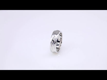 14K X1 White Gold Textured Band, 6 mm