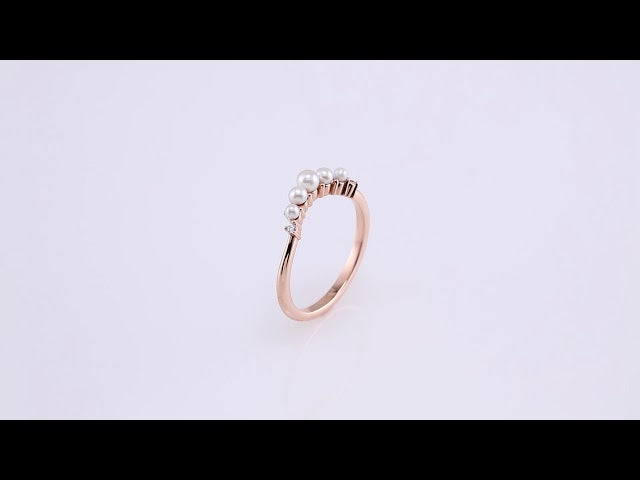 Pearl & .03 CTW Natural Diamond Contour Band