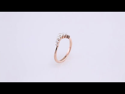 Pearl & .03 CTW Natural Diamond Contour Band