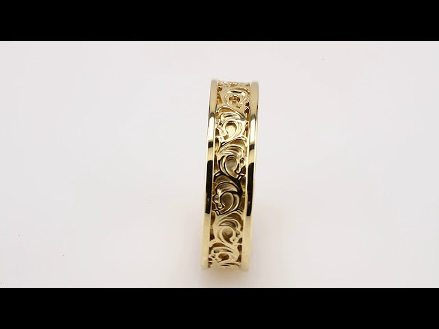 14K Yellow Gold Sculptural Flat Band