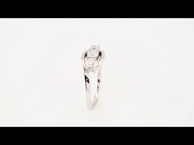 14K White Gold 3/4 CTW Natural Diamond Three-Stone Anniversary Band
