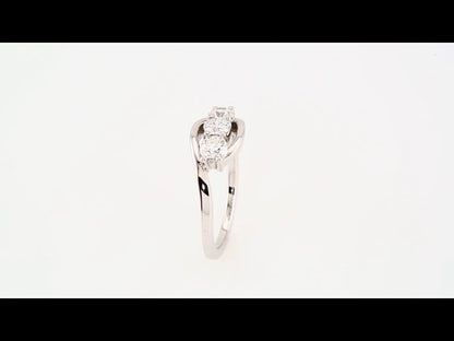 14K White Gold 3/4 CTW Natural Diamond Three-Stone Anniversary Band