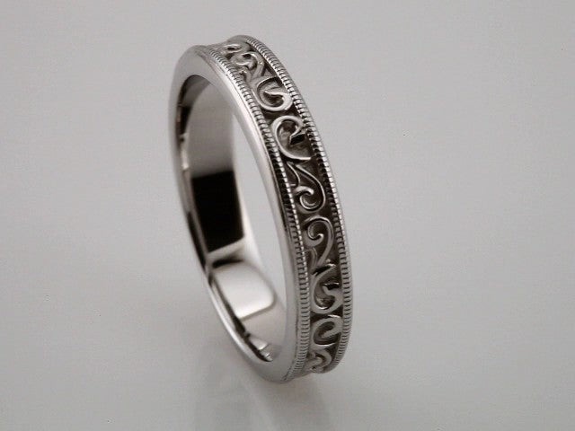 Milgrain Edge Sculptural Flat Band