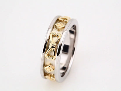 14K White/Yellow Gold Etruscan-Style Band, 6.5 mm, Style 2