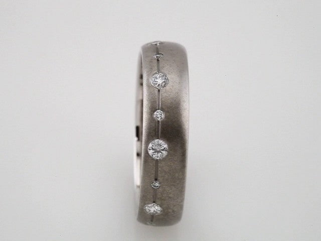 14K White Gold 1/2 CTW Natural Diamond Grooved Band with Brush Finish
