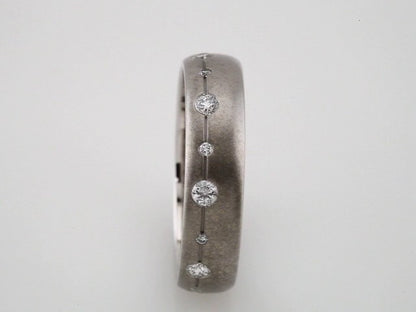 14K White Gold 1/2 CTW Natural Diamond Grooved Band with Brush Finish