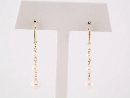 14K Yellow Gold Cultured White Freshwater Pearl Earrings, 5.4 mm x 37.9 mm