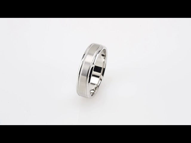Milgrain Beveled-Edge Comfort-Fit Half Round Band