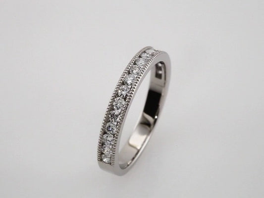 14K White Gold 1/2 CTW Natural Diamond Milgrain Anniversary Band