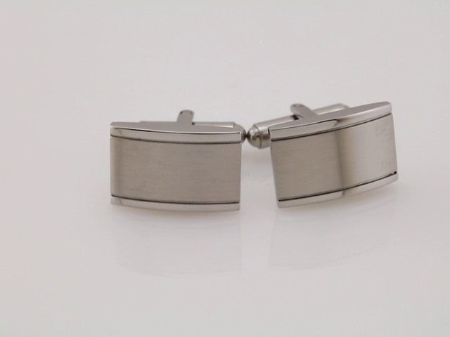 Stainless Steel Engravable Rectangle Cuff Links, 12.1 mm x 19.2 mm