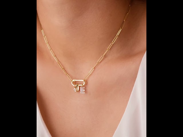 14K Yellow Gold 3/4 CT Lab-Grown Diamond Initial Dangle