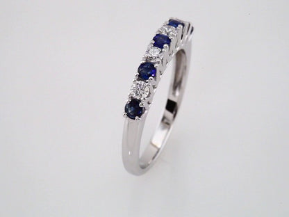 Natural Blue Sapphire & 1/4 CTW Natural Diamond Anniversary Band