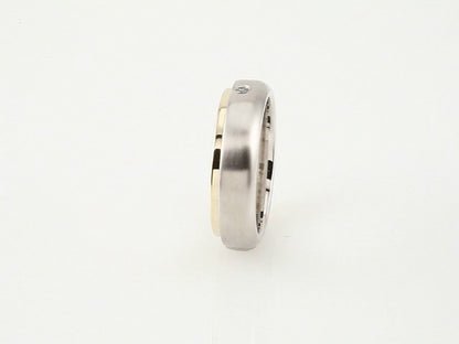 14K White/Yellow Gold .25 CT Natural Diamond Stepped-Edge Comfort-Fit Flat Band
