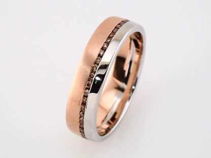 14K Rose/White Gold 1/3 CTW Light Brown Natural Diamond Band